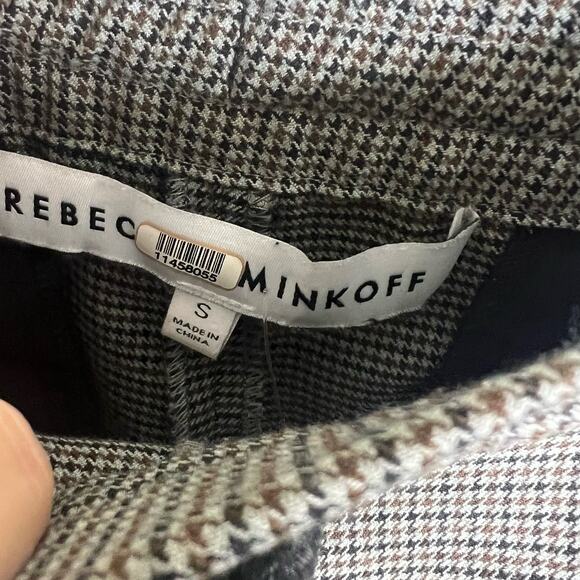 Rebecca Minkoff Nora Pants Small Houndstooth Black Pull On Straight Side Stripe - Picture 10 of 12
